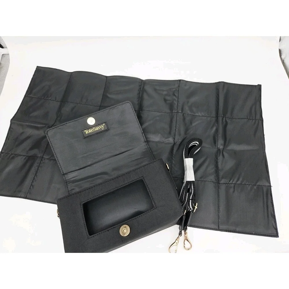 Tote Savvy Crossbody Mini‎ Travel PARK Diaper Bag Pad WIPES Holder Black  NEW